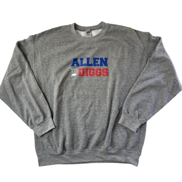 Allen to Diggs Buffalo Bills Crewneck Sweatshirt NFL Football Gray - Picture 1 of 4